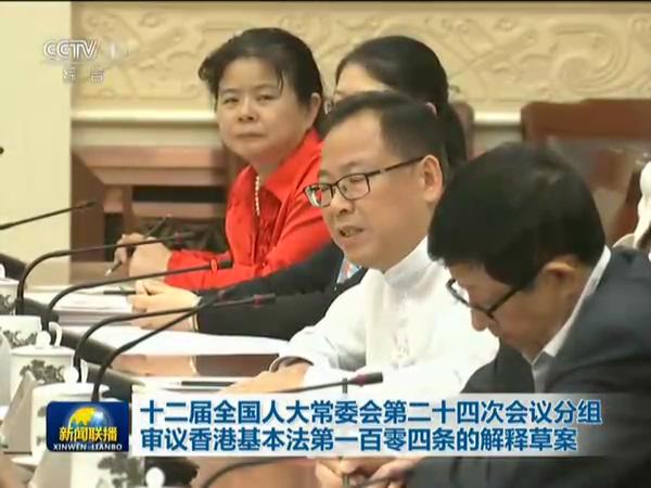 人大常委会第二十四次会议分组审议香港基本法第一百零四条