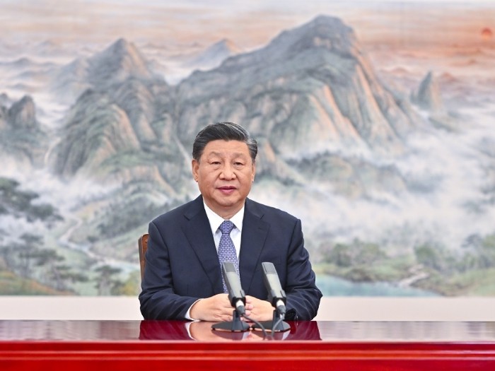 習近平在北京以視像方式向亞太經合組織工商領導人峰會發表主旨演講。(新華社).jpg 習近平在北京以視像方式向亞太經合組織工商領導人峰會發表主旨演講。(新華社).jpg